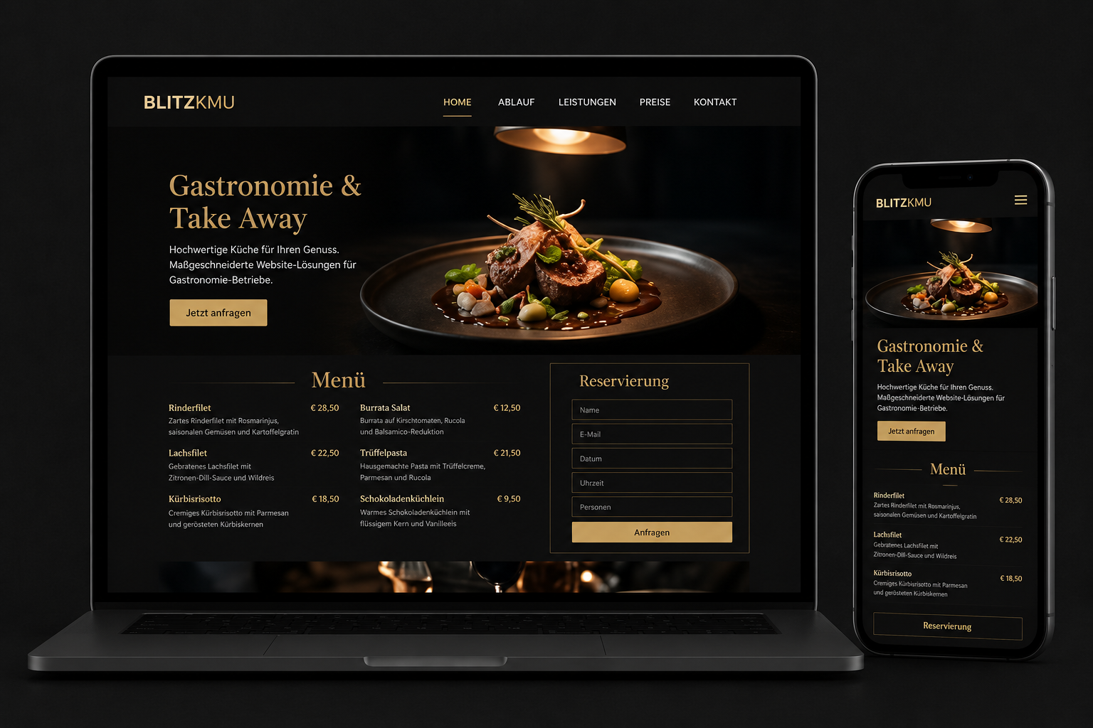 Vorschau Gastronomie-Webseite