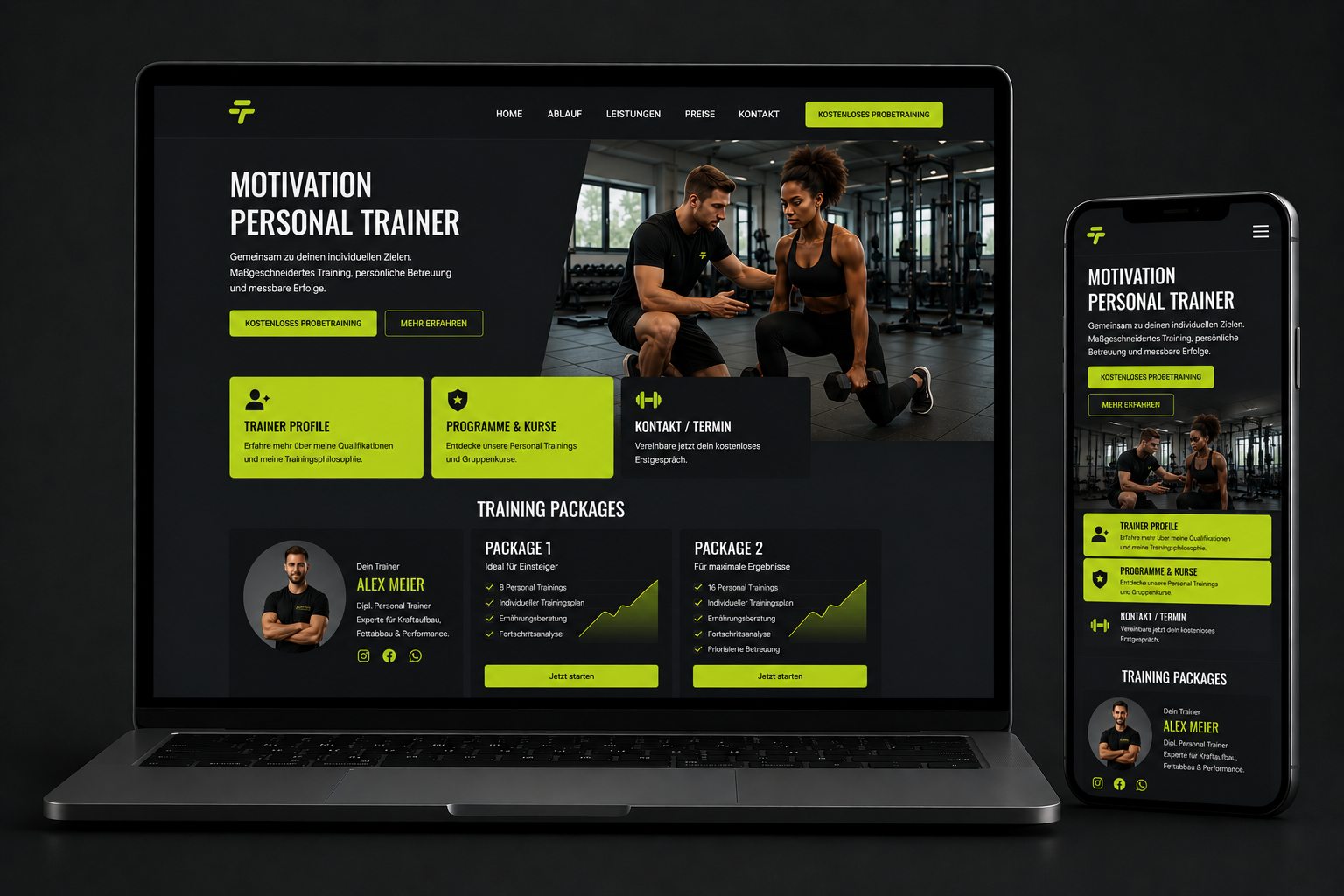 Vorschau Fitness-Webseite