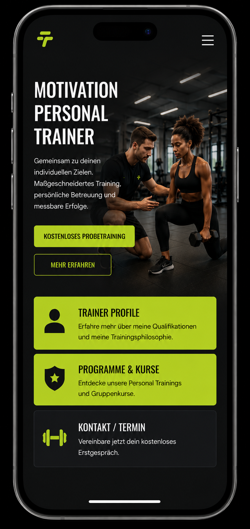 Vorschau Fitness-Webseite